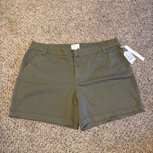 NWT Caslon Olive Sarma Green Shorts 5” inseam Women’s Size 16
